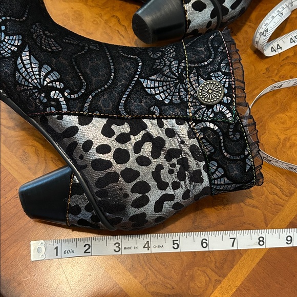 L’Artiste Black Lace Trim Heeled Boots - Picture 7 of 15